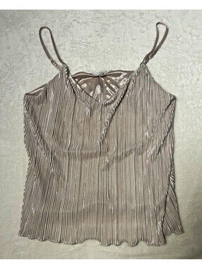 Danskin Women's XL Silver Solid Pleated Stretch Polyester Camisole Tank Top